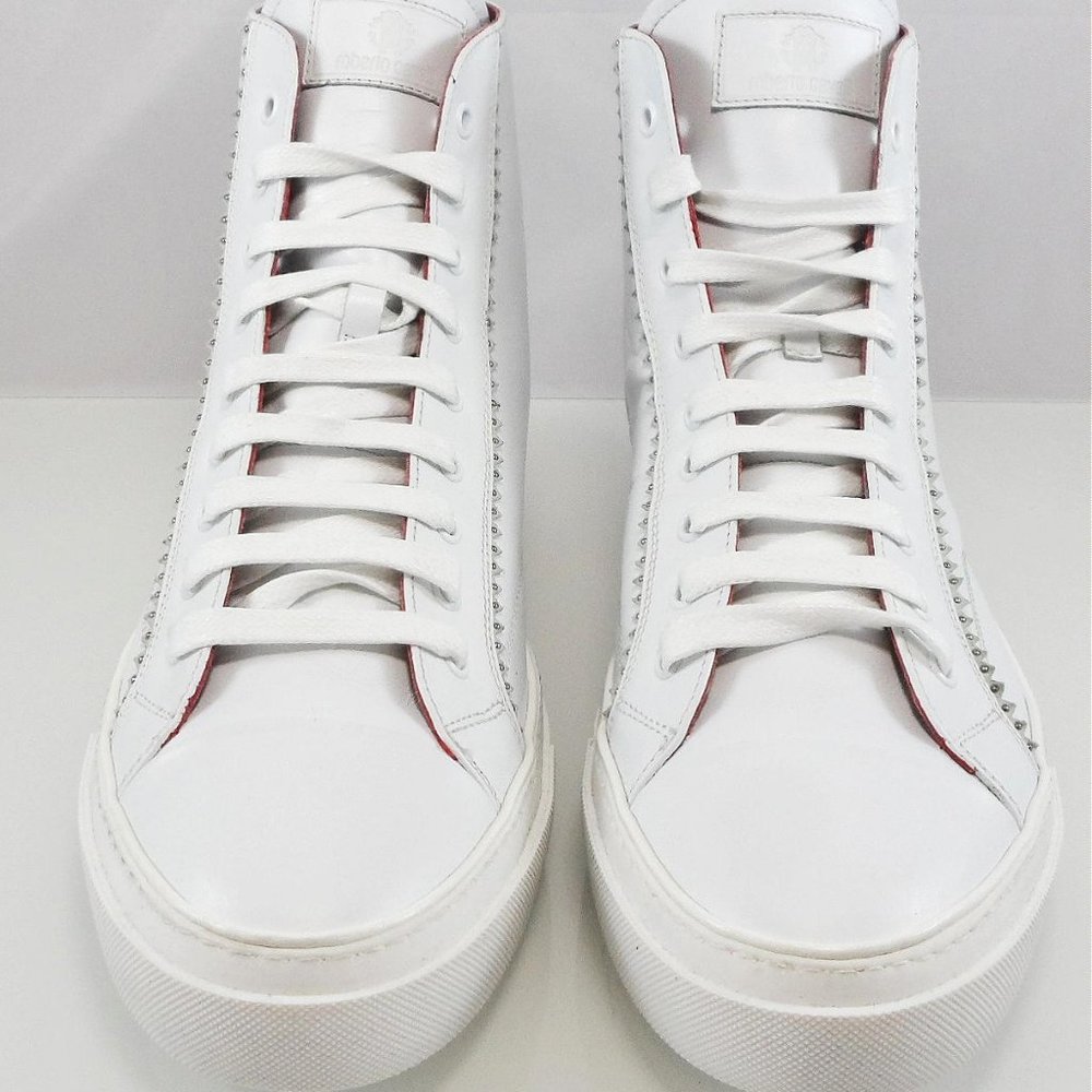 🎁FATHERS DAY NEW $579 ROBERTO CAVALLI HI-TOP EMBELLISHED RC LOGO SNEAKERS 45 - Picture 3 of 12